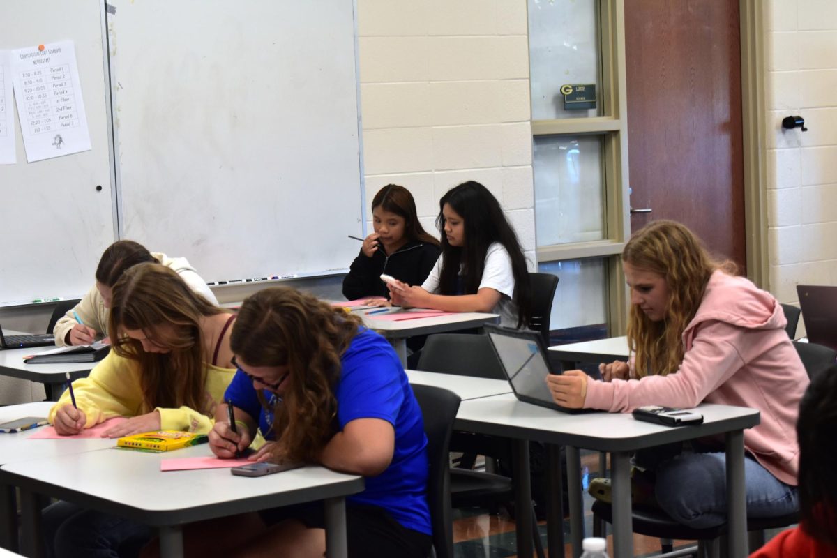 HOSA meets every Friday during PowerHour 1. During this particular meeting, they worked on a project.